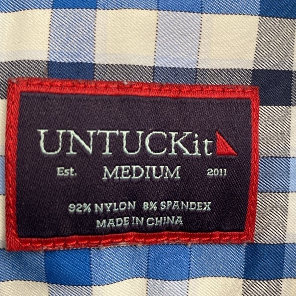 Untuckit Men's M Long Sleeve Multi Color Check Shirt button up Blue casual cool - Picture 3 of 10